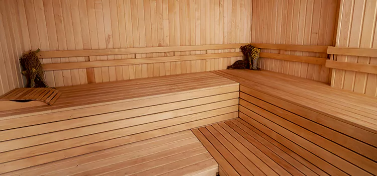 Spruce Wood Sauna Interior Construction in Keswick, Ontario